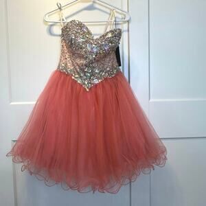 Orange Short Formal Dress- NWT Taylor Showgirl Glamour by Terani Couture, Size 6